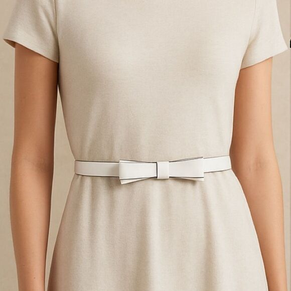 Kate Spade White Leather Bow Belt Minimalist Chic sz S main image 4